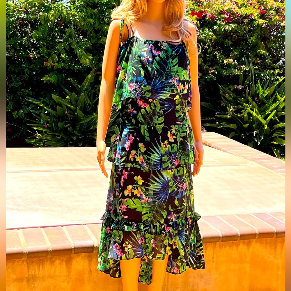 Walter Baker tiered floral midi dress